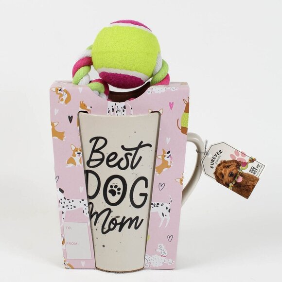 New "Best Dog Mom" Mug & Rope Toy Pet Gift Set - Picture 1 of 4